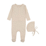 Mema Blue Floral Print Printed Pointelle Footie Set