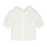 L Cream Ruffle Collar Blouse