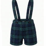 Pernille Navy Plaid Maris Suspender Overalls