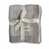 Little Threads Oat Herringbone Knit Blanket