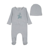 Bee & Dee Crisp Blue Carriage Sketch Footie/Beanie