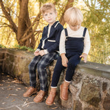 Teela Navy Knit Trim Blazer