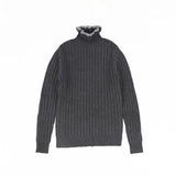 Valentina Grey Contrast Ruffle Trim Turtleneck