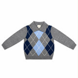 Copenhagen Colors Grey Melange Merino Argyle Sweater