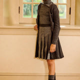 Parni Grey Two-tone Pleated Skirt