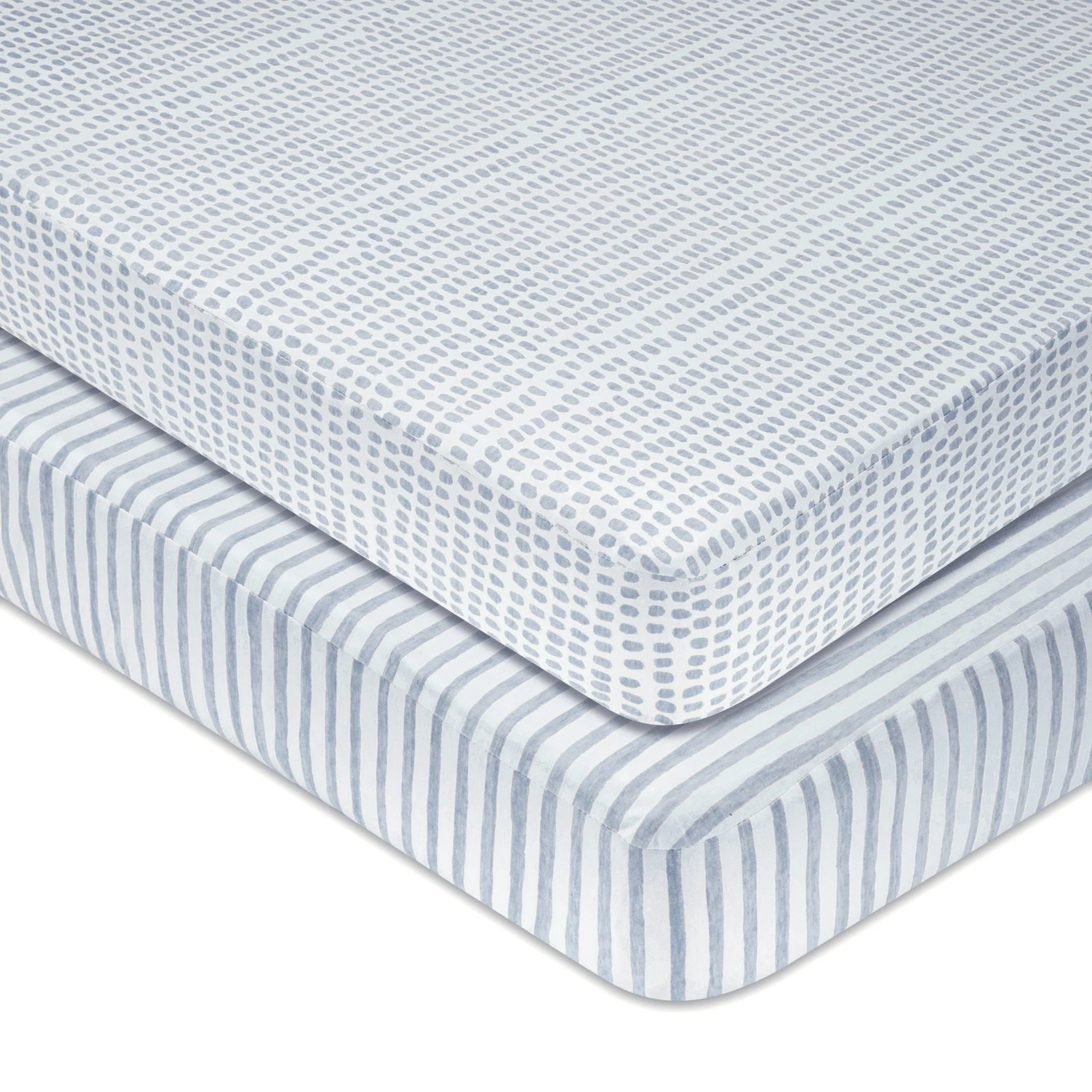 Ely's & Co Blue Stripes & Splash Waterproof Mini Crib Sheets