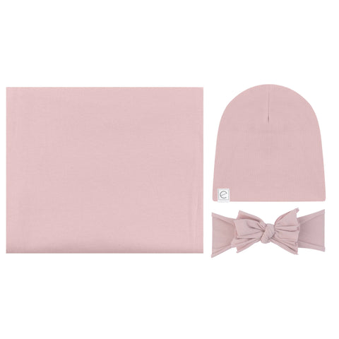 Ely's & Co Lavender Jersey Swaddle, Beanie & Headband Gift Set
