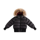 Ellabee Black/Fuscia Lining Fur Accent Bomber