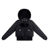 Ellabee Black Fox Layla Canvas Pom-Pom Bomber