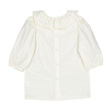 L Cream Ruffle Collar Blouse