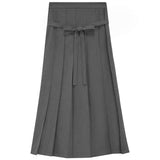 Gem Grey Low Waisted Belt Pleated Skirt