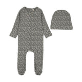 Lilette Light Blue Dahlia Vines Print Footie Set