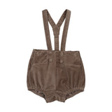 Analogie Misty Oat Velvet Gathered Suspender Shorts