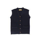 Le Bourdon Navy Quilted Knit Vest