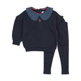 Analogie Navy Sweet Campaign Ruffle Sweatshirt Set