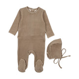 Mema Simply Taupe Velour Gingham Footie Set
