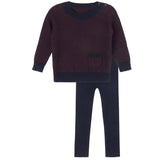 Looms Navy/Wine Thin Stripe Knit Set