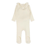 Lilette Cream Ruffle Fine Pointelle Collar Footie