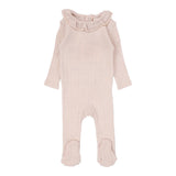 Lilette Petal Ruffle Fine Pointelle Collar Footie
