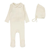 Lilette Cream Peter Pan Fine Pointelle Collar Footie Set
