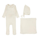 Lilette Cream Peter Pan Fine Pointelle Collar Layette Set