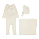 Lilette Cream Ruffle Fine Pointelle Collar Layette Set