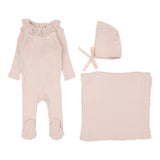 Lilette Petal Ruffle Fine Pointelle Collar Layette Set