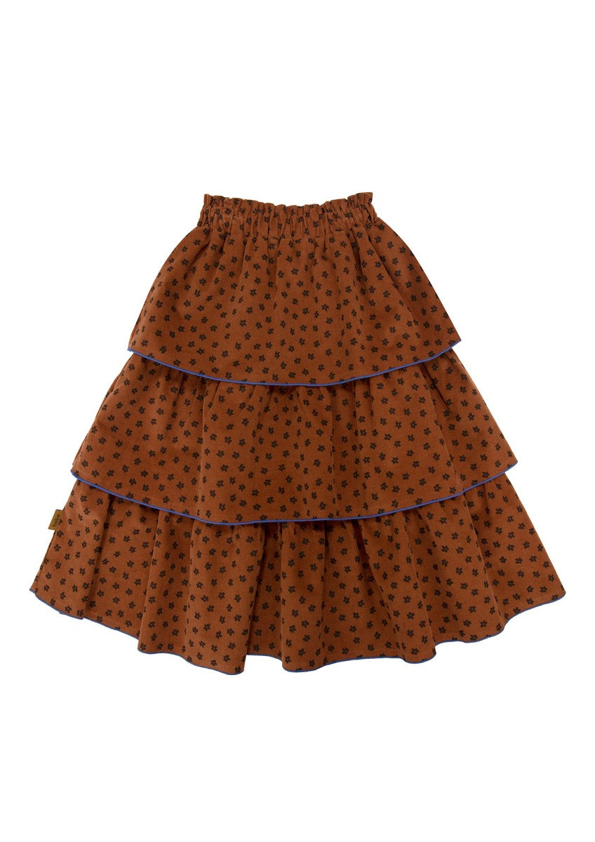 Hebe Brown Skirt With Flower Print And Ruffle