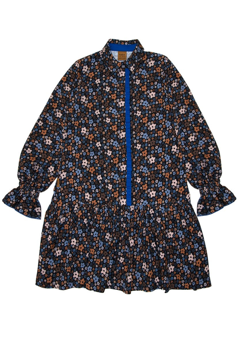 Hebe Dress With Blue Flower Print
