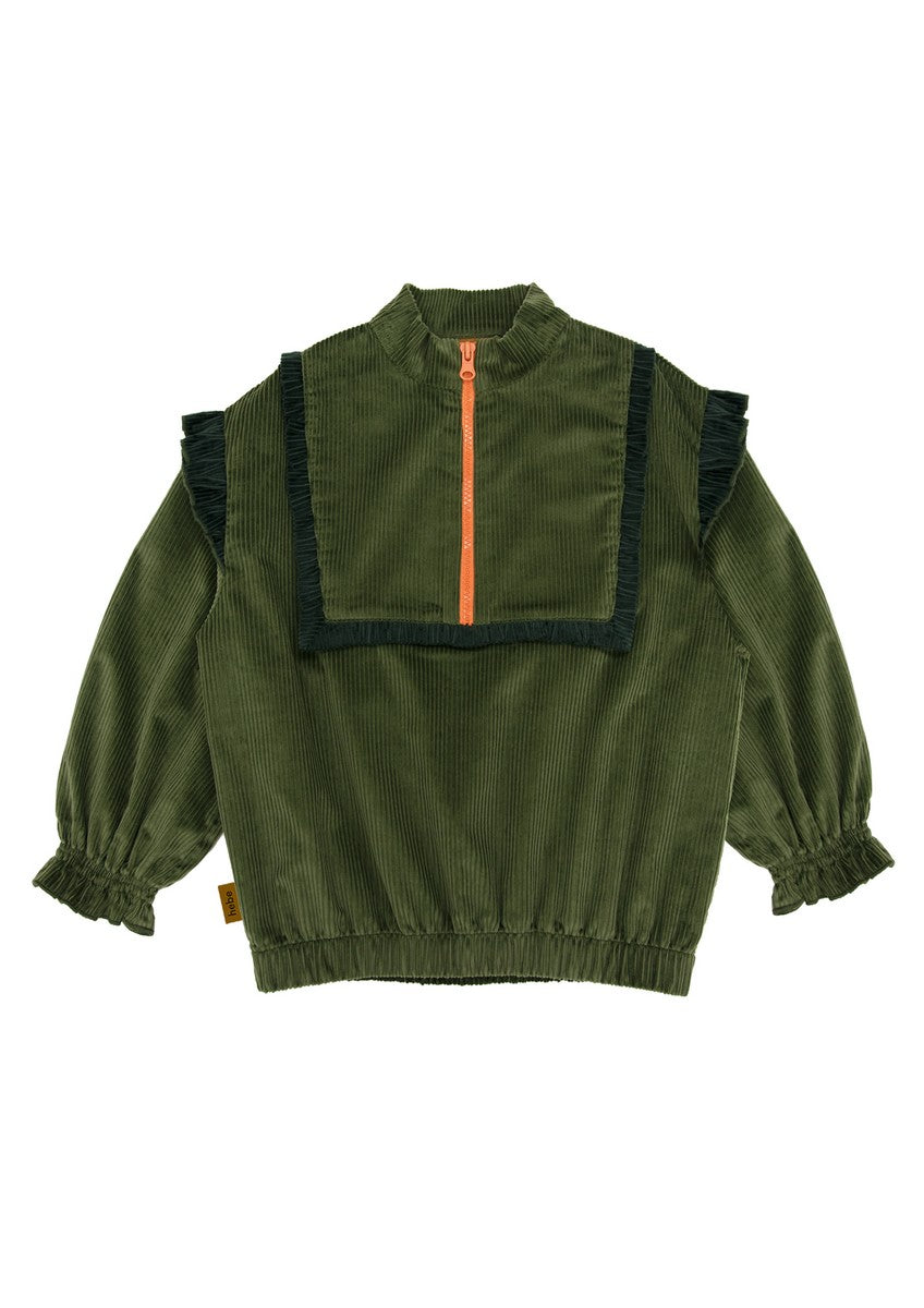 Hebe Green Corduroy Blouse With Zipper