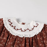 Nou Nelle Burnt Red Floral Bib Dress