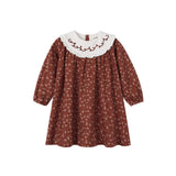 Nou Nelle Burnt Red Floral Bib Dress