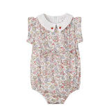 Nou Nelle Pink White Embroidered Romper