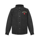 Parni Black Denim Embroidered Patch Shirt