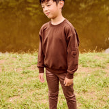 Parni Brown Pocket Sleeve Sweatshirt