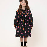 Piccola Ludo Black Flower Embroidered Girella Dress