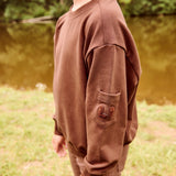 Parni Brown Pocket Sleeve Sweatshirt