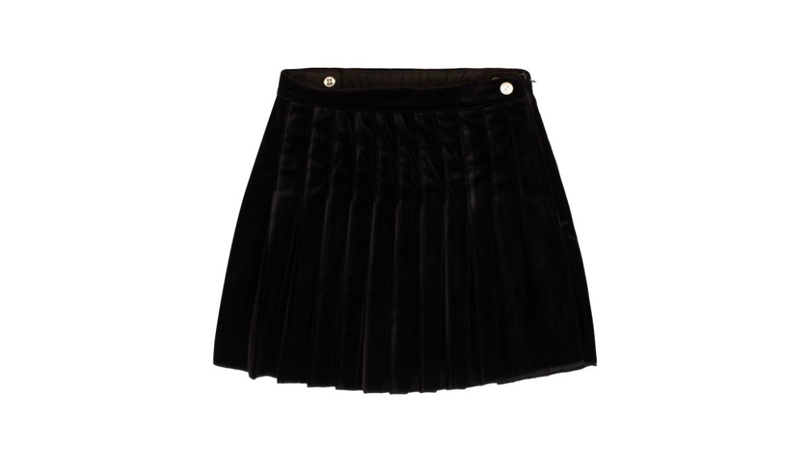 Kipp Black Velvet Pleat Skirt