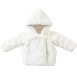 Kipp White Rib Fur Jacket & Pom Pom Hat Set
