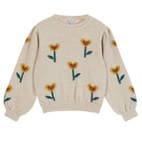 Emile Et Ida Ecru Flower Knit Sweater