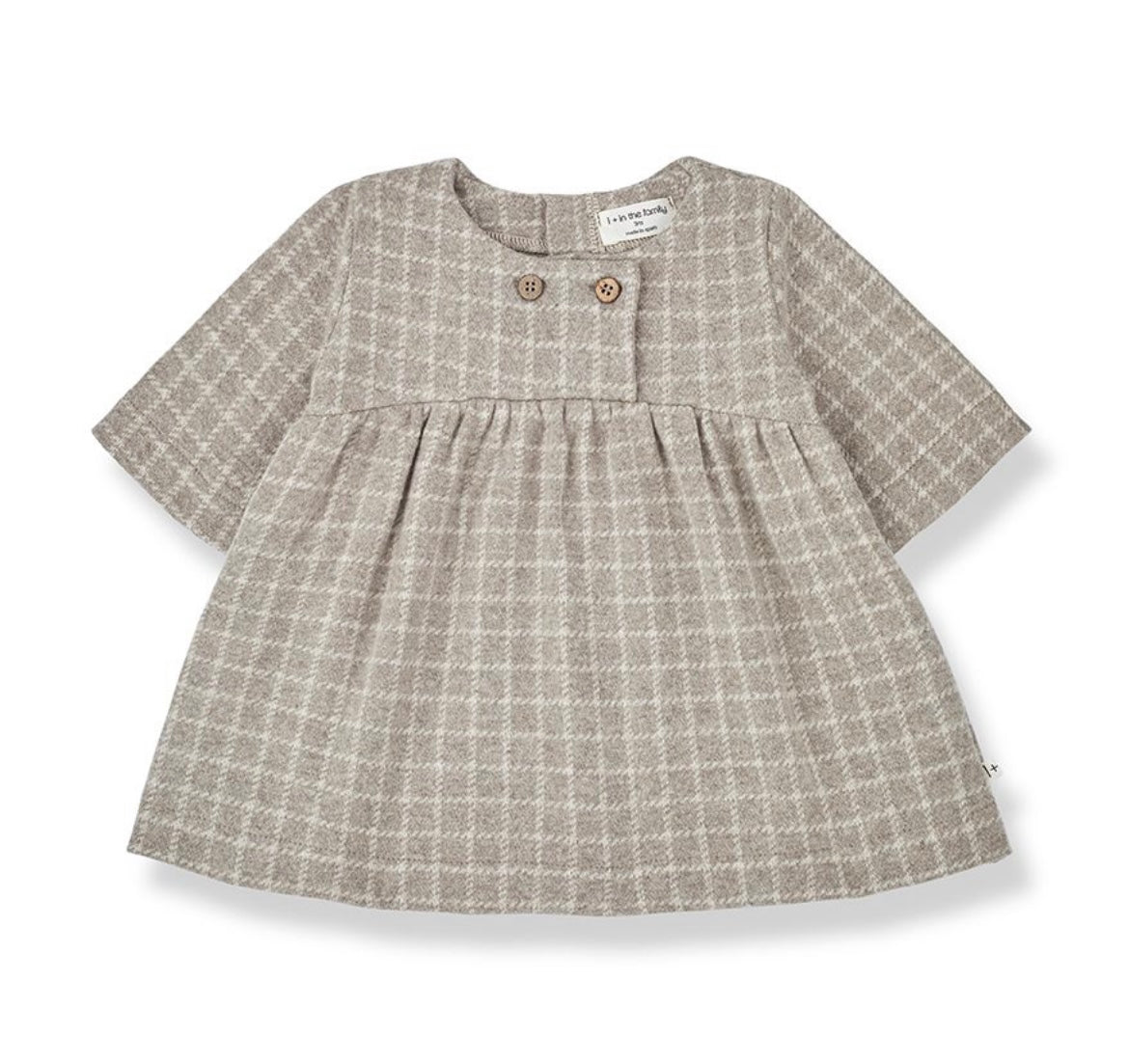 1+ In The Family Taupe Enea Plaid Dress