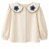 Goldthreads Cream Embroidered Collar Shirt