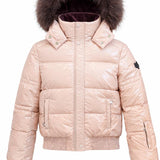 Scotch Bonnet Pink Glossy Bomber Down Coat