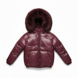 Scotch Bonnet Burgundy Bow Embroidered Down Coat