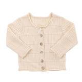 Kipp White Wide Rib Knit Cardigan