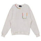 Gem White Stitched Pocket Sweatshirt