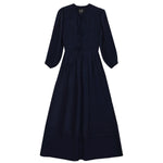 Gem Navy Smocked Button Down Dress