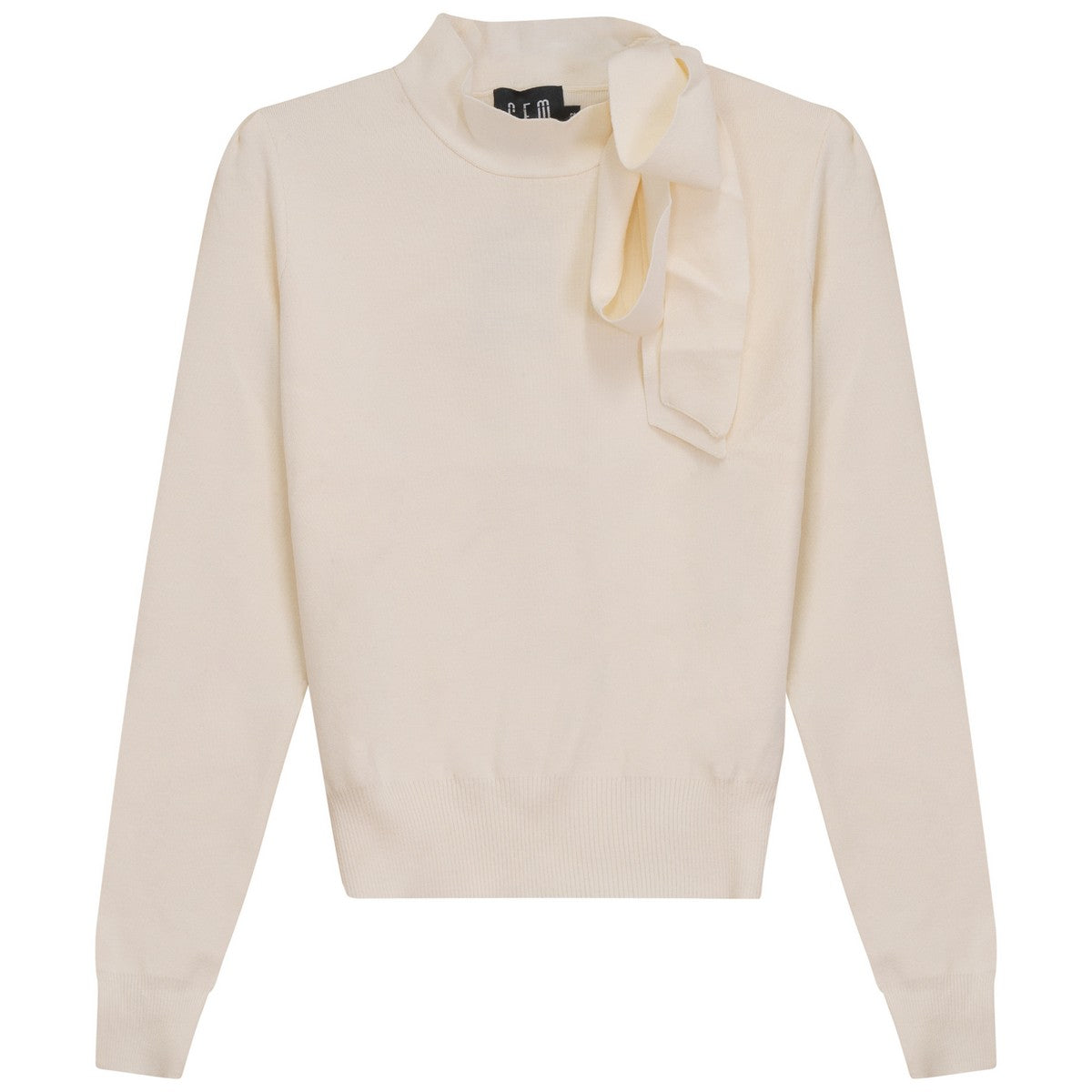Gem Cream Tie Neck Sweater