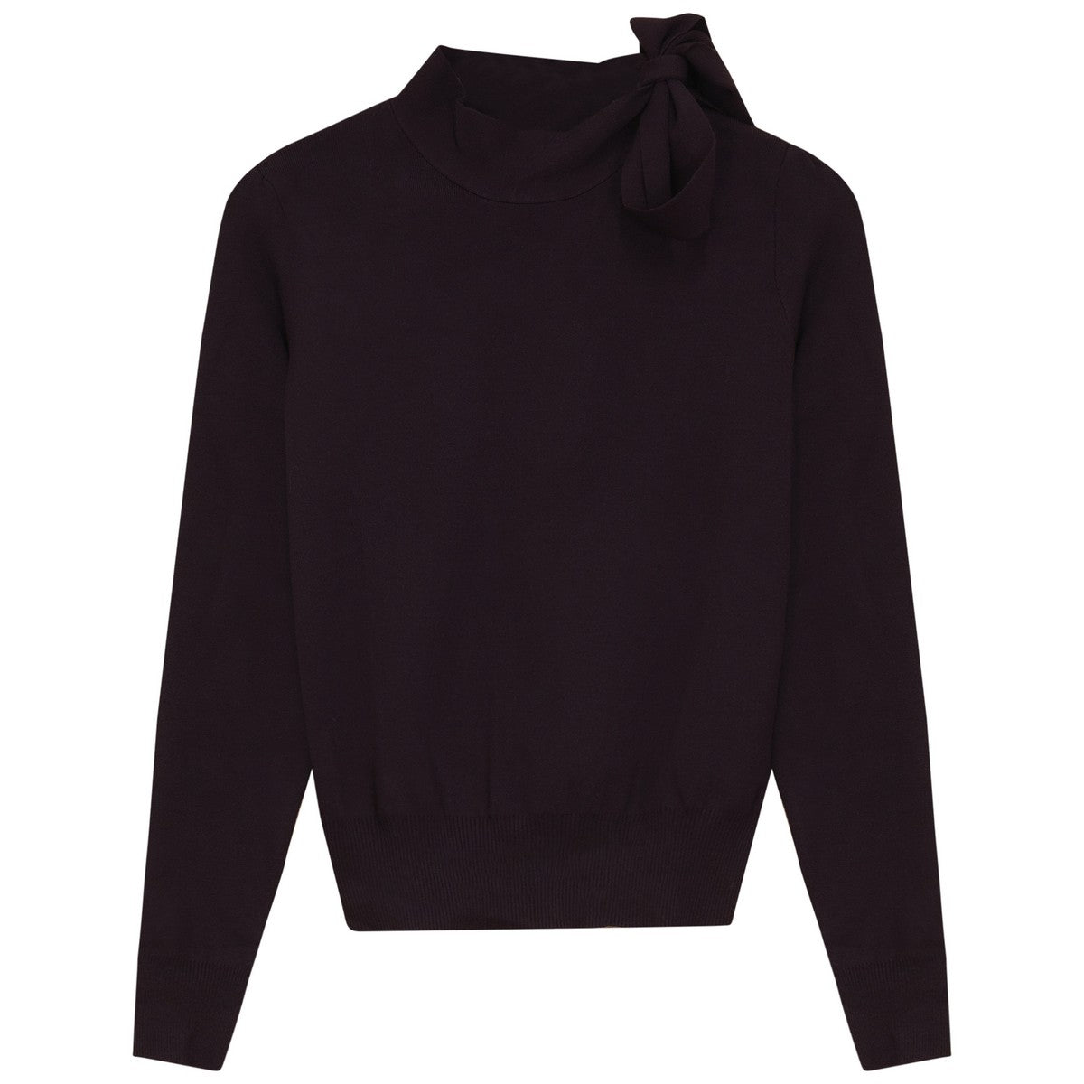 Gem Plum Tie Neck Sweater