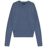 Gem Blue Furry Scalloped Sweater